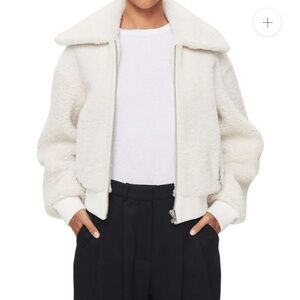 NWOT DSTLD Cream Lamb Shearling Jacket w zipper pockets fully lined SZ Small